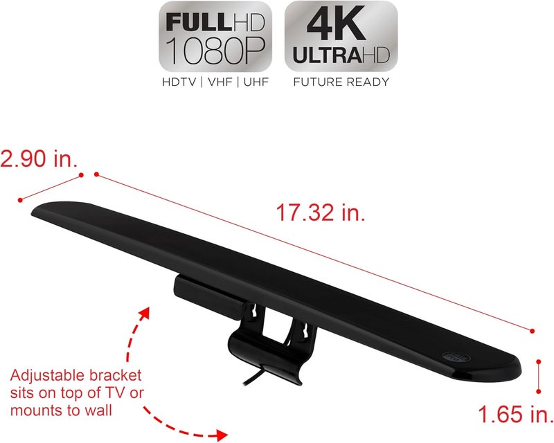 UltraPro Hover Digital TV Antenna Indoor for Smart TV, Long Range HD Local Channels, Easy Mount on Top Design, Supports 4K 1080P HDTV VHF UHF, 360° Reception, 83713 - Image 2